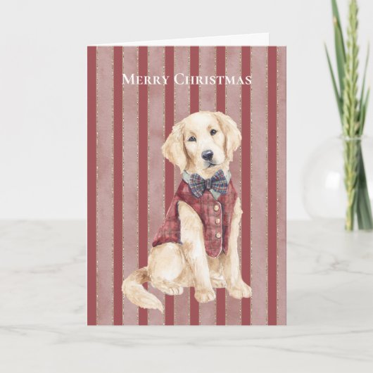 Carte Chien à rayures rouges de Noël   (Devant)
