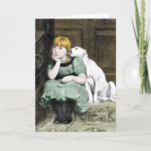 Carte Chien Adoring Girl Victorian Peinture (Devant)