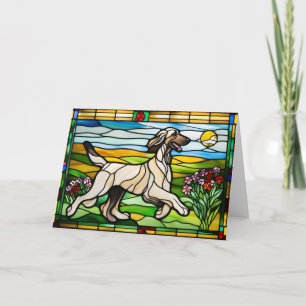 Carte Chien Afghan doux Verre teinté