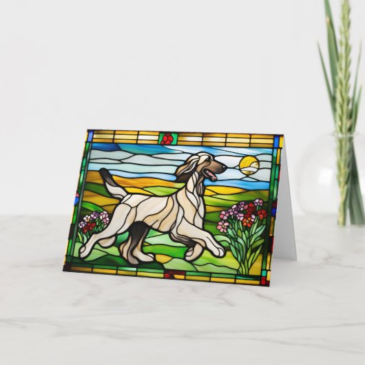 Carte Chien Afghan doux Verre teinté (Devant)