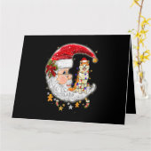 Carte Chien Akita Avec Le Chapeau De Noël Lumières Arbre (Fleur jaune)