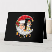 Carte Chien Akita Avec Le Chapeau De Noël Lumières Arbre (Devant)