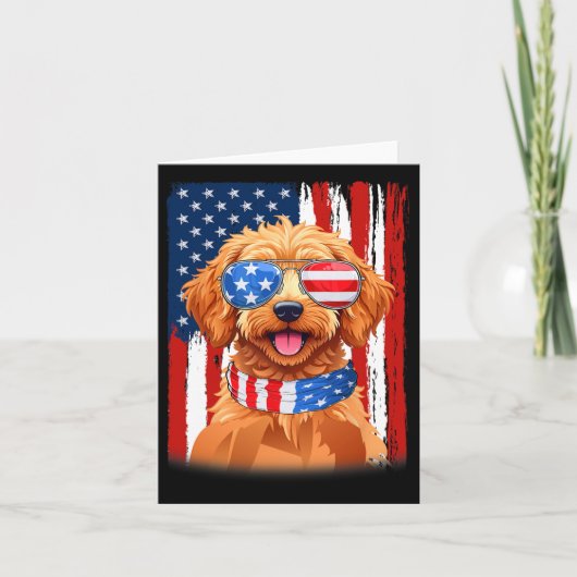 Carte Chien Apoo Drapeau Américain Hommes Femmes 4 Juill (Devant)