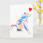 Carte Chien Arc-en-Ciel Bonne Saint-Valentin ! (Fleur jaune)