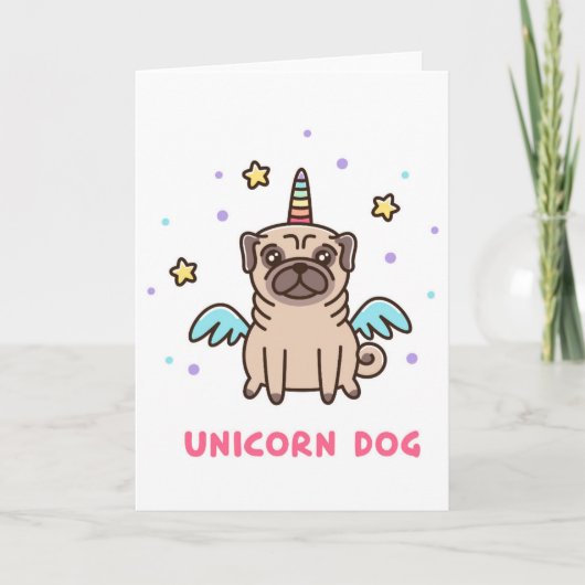 Carte Chien arc-en-ciel de Unicorne (Devant)