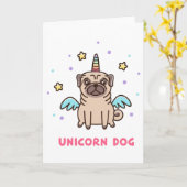 Carte Chien arc-en-ciel de Unicorne (Fleur jaune)
