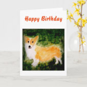 Carte Chien Art Cute Corgi (Fleur jaune)