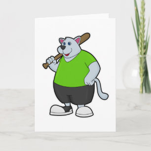 Carte Chien au baseball avec une batte de baseball