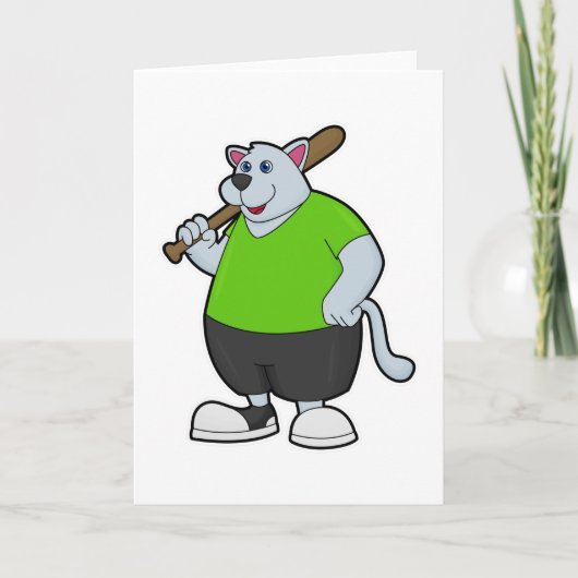 Carte Chien au baseball avec une batte de baseball (Devant)