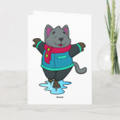 Carte Chien au patinage sur glace avec patins à glace et (Dos)