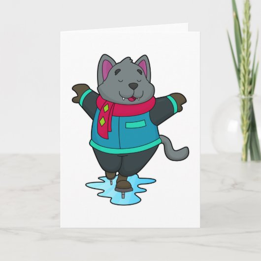 Carte Chien au patinage sur glace avec patins à glace et (Devant)