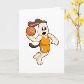 Carte Chien au sport de basket-ball (Fleur jaune)