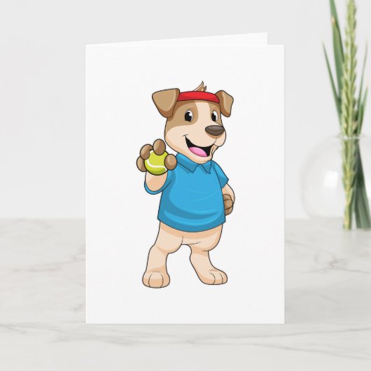 Carte Chien au tennis avec balle de tennis (Devant)