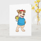 Carte Chien au tennis avec balle de tennis (Fleur jaune)