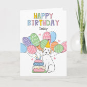 Carte Chien Aussiedoodle Blanc Joyeux anniversaire (Devant)