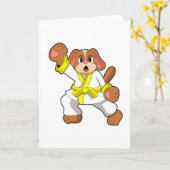 Carte Chien aux arts martiaux Karaté (Fleur jaune)