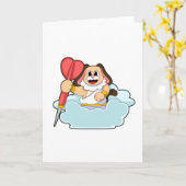 Carte Chien aux fléchettes avec fléchette (Fleur jaune)