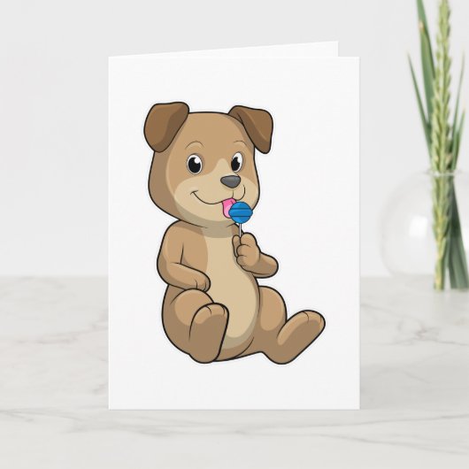 Carte Chien avec des sucreries Sucette (Devant)