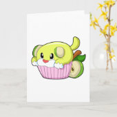 Carte Chien avec gâteau (Fleur jaune)