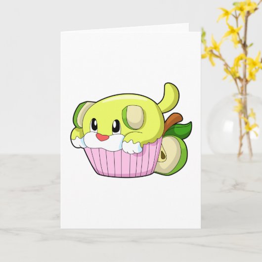 Carte Chien avec gâteau (Fleur jaune)