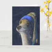 Carte Chien avec perle à oreille (Fleur jaune)