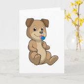 Carte Chien avec sucettes sucette (Fleur jaune)