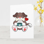 Carte Chien avec un os (Fleur jaune)