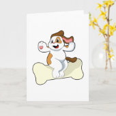 Carte Chien avec un os (Fleur jaune)