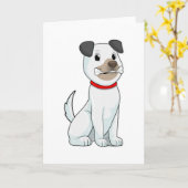 Carte Chien avec un os (Fleur jaune)