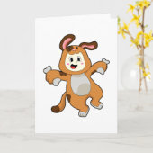 Carte Chien avec un os en lapin (Fleur jaune)