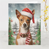 Carte Chien Basenji Noël Père Noël Paws (Fleur jaune)