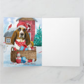 Carte Chien Basset Hound dans la maison de chien de Noël (Intérieur)