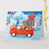 Carte Chien Basset Hound dans un camion de livraison de  (Fleur jaune)