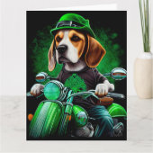 Carte Chien Beagle conduisant un vélo la Saint-Patrick (Devant)