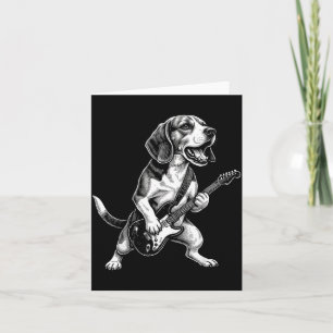 Carte Chien Beagle Drôle Jouant de la Guitare