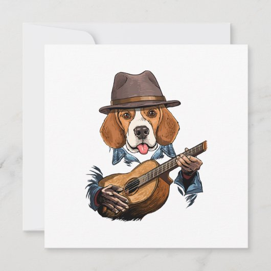 Carte Chien beagle Jouer Guitare / Beagle drôle (Devant)