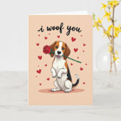 Carte Chien Beagle Mignon Je T'aime (Fleur jaune)