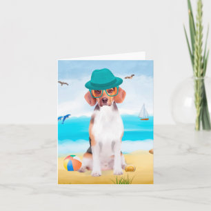 Carte Chien beagle Sur La Plage