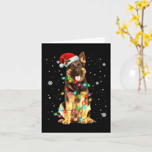 Carte Chien Berger Allemand Arbre de Noël Xmas Cadeau p (Fleur jaune)