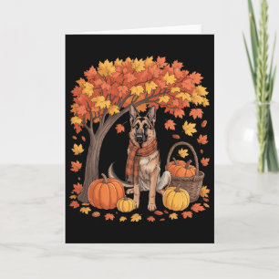 Carte Chien berger allemand Écharpe d'automne Citrouille