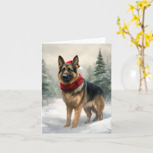 Carte Chien berger allemand en Noël de neige