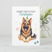 Carte Chien berger allemand Personnalisé Joyeux annivers (Debout devant)
