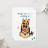 Carte Chien berger allemand Personnalisé Joyeux annivers (Devant/Arrière en situation)