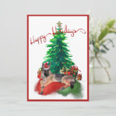 Carte Chien berger allemand pondu par sapin de Noël (Debout devant)