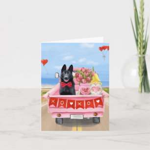 Carte Chien berger allemand Saint Valentin Coeurs de cam