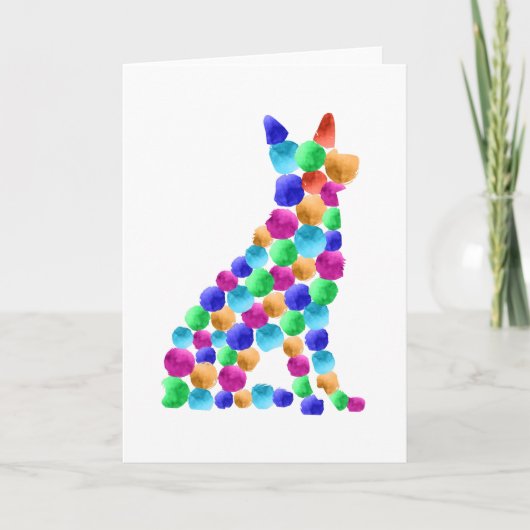 Carte Chien berger allemand Watercolor paint dot art (Devant)