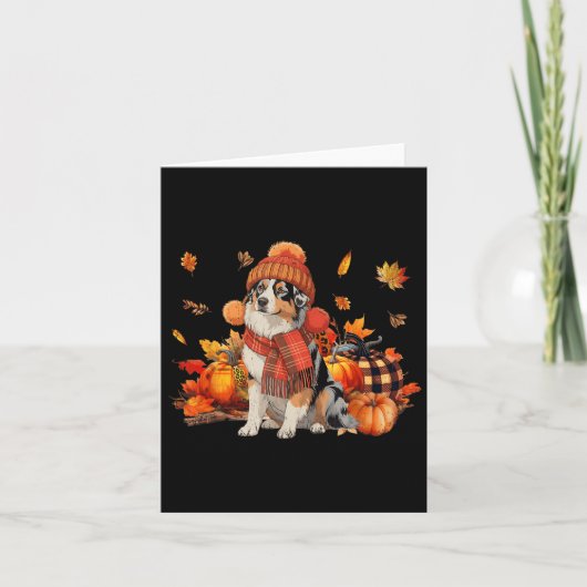 Carte Chien Berger Australien Écharpe d'automne Léopard  (Devant)