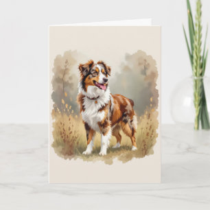 Carte Chien berger australien Rouge Merle Aussie