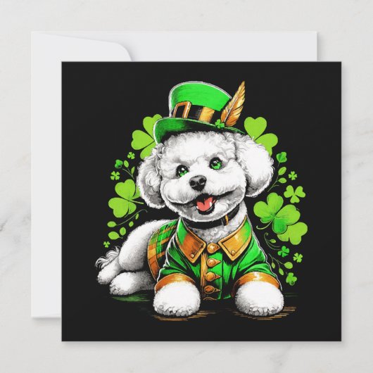 Carte Chien Bichon Frise Saint-Patrick (Devant)
