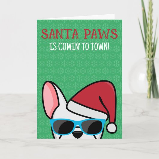 Carte Chien blanc amusant Père Noël Paws Noël (Devant)